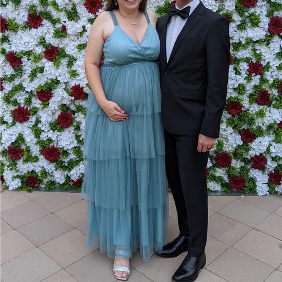 Ever Pretty Dresses & Skirts - V Neck Bow Sash Tassel Tulle Maternity Evening Dress